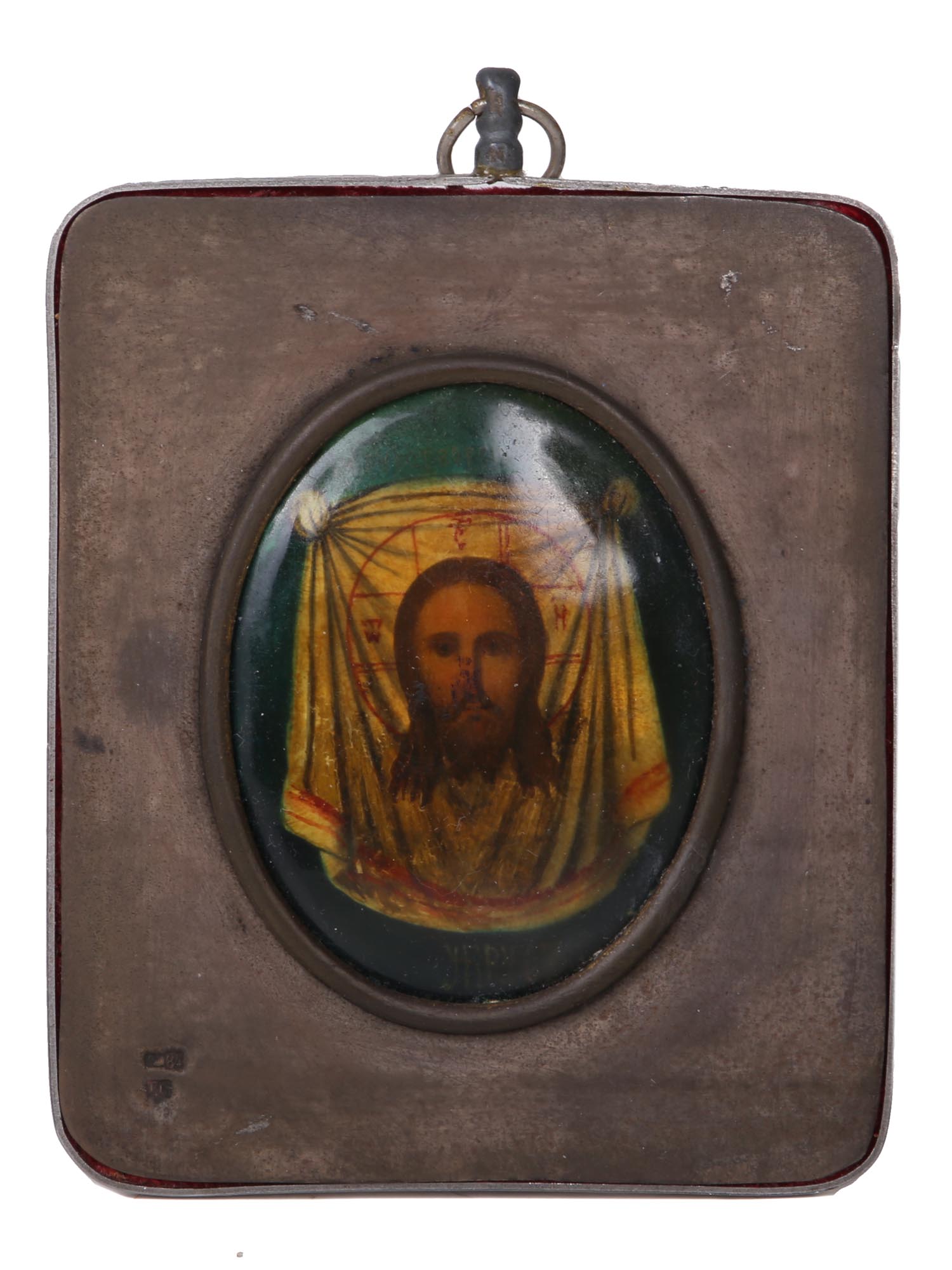 RUSSIAN SILVER PORCELAIN ICON JESUS ACHEIROPOIETA PIC-0